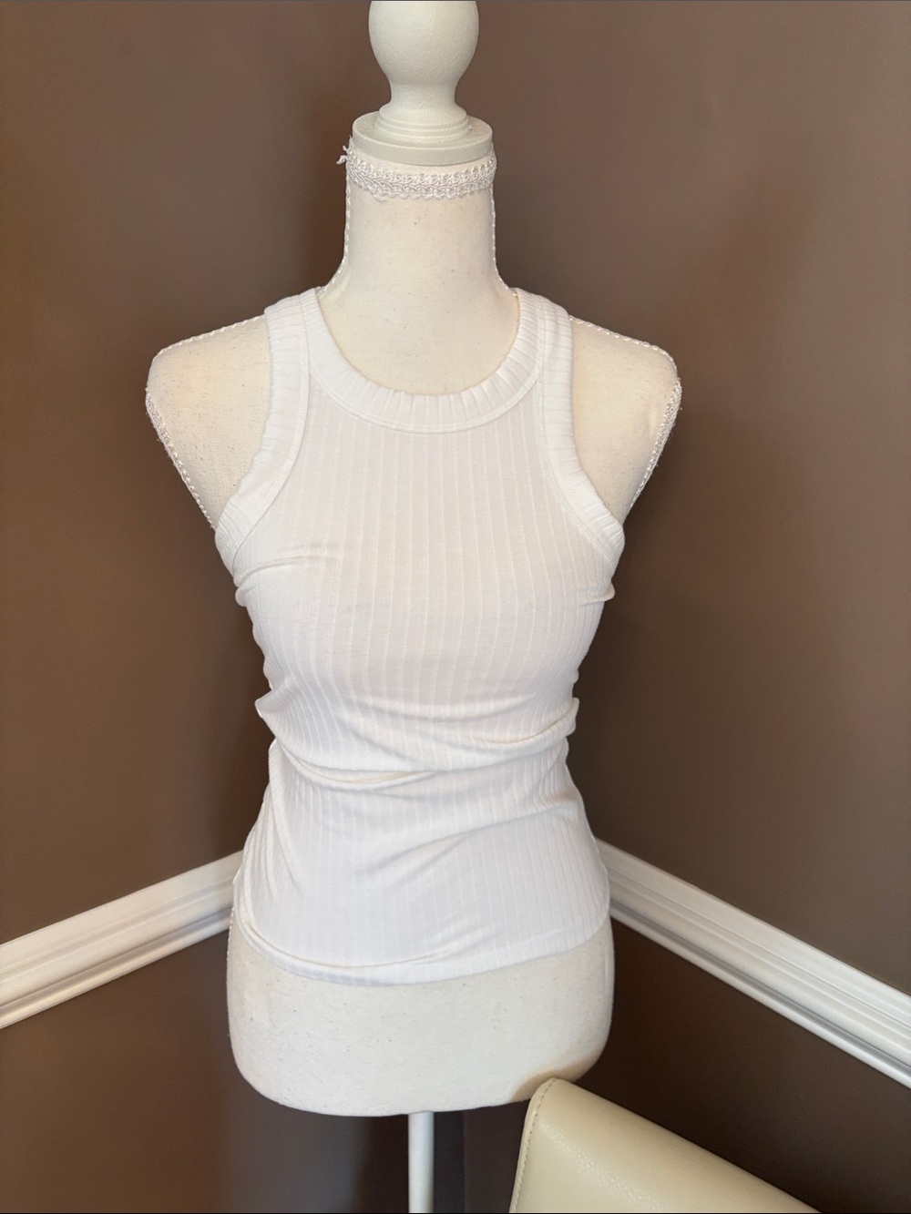 PINK Victoria's Secret White Ribbed Tank